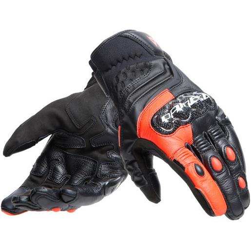 Dainese guanti moto in pelle Dainese carbon 4 short nero rosso fluo