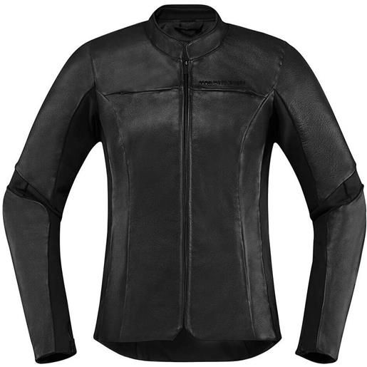 Icon giubbotto moto donna in pelle Icon overlord nero