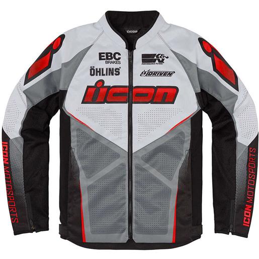 Icon giubbotto moto in tessuto hooligan u-bolt rosso