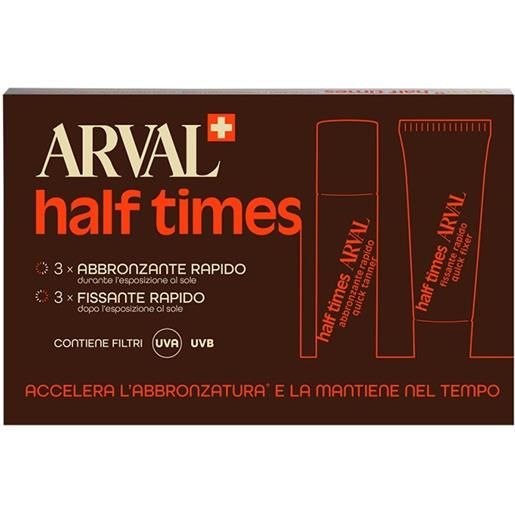 Arval half times - 3 abbronzanti rapidi spf6 + 3 fissanti da 10 ml