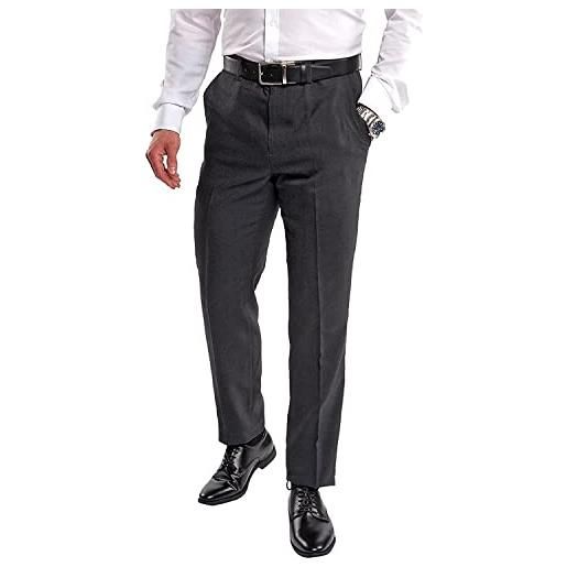 Hirschthal pantaloni da uomo con pieghe, vestibilità normale e slim fit, diverse misure e colori grigio. 30