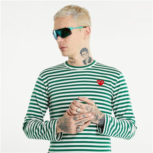 Comme des Garçons PLAY long sleeve tee green/ white