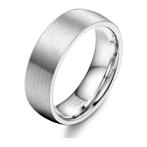 Diamday argento 925 anello per donna uomo argento spazzolato opaco fascia nuziale semplice pollice fidanzamento anelli fedi nuziali comfort fit 6 mm 20