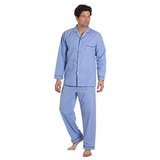 Haigman - pigiama da uomo, abbigliamento da notte, a maniche lunghe, tuta con pantaloni, colore: blu cielo navy m 38-40 petto