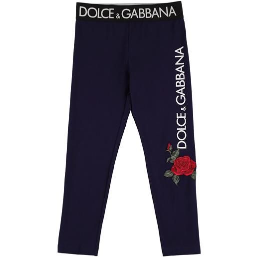 DOLCE & GABBANA leggings in cotone con logo e logo tape