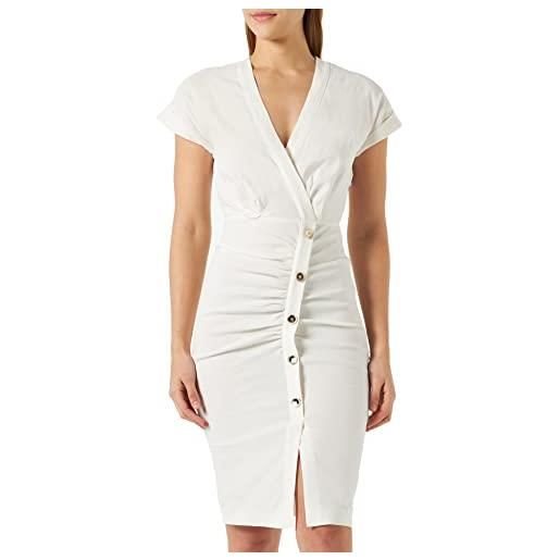 Pinko agitato abito lino stretch vestito, z15_bianco nembo, 44 donna