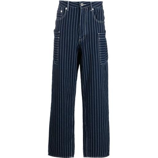 Kenzo jeans dritti in stile cargo a righe - blu
