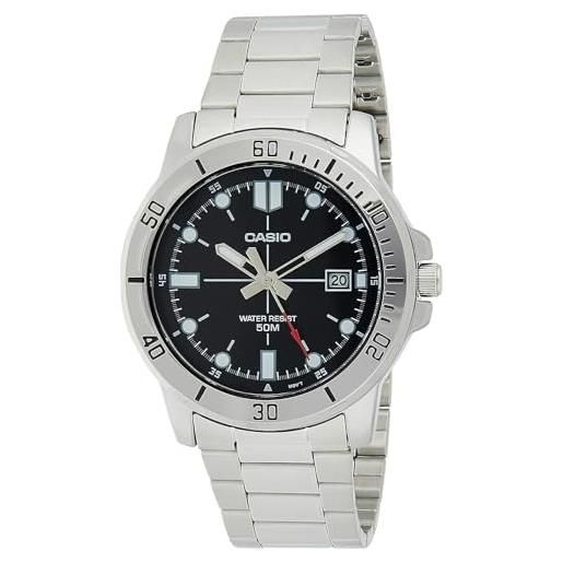 Casio mtp-vd01d-1ev men's enticer stainless steel black dial casual analog sporty watch