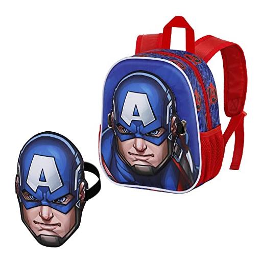 Marvel captain america first-zaino maschera, blu, 24 x 27 cm, capacità 6 l