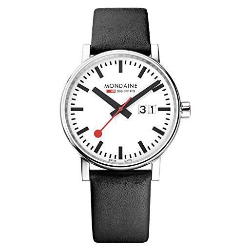 Mondaine evo2 - orologio con cinturino nero in pelle per uomo e donna, mse. 40210. Lb, 40 mm. 