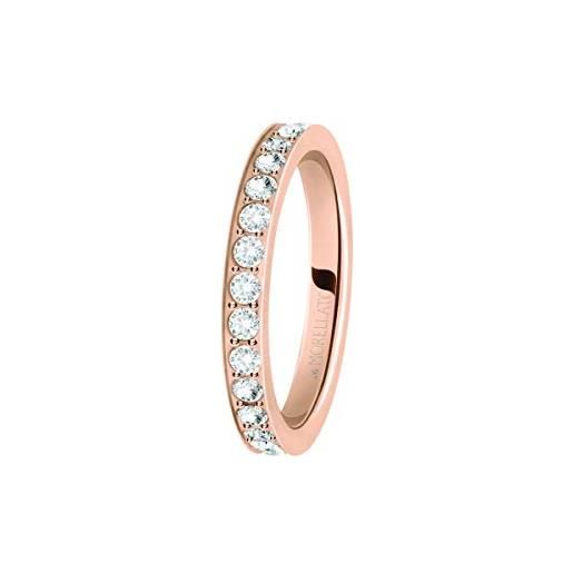 Morellato anello da donna, collezione love rings, in acciaio, pvd oro rosa e cristalli - sna40