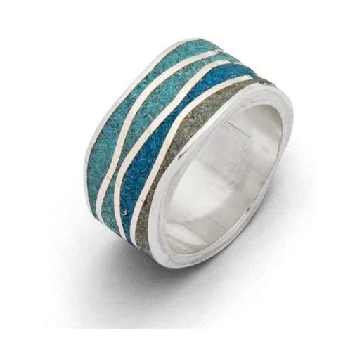 DUR gioielli: anello blu mare con sabbia di pietra blu e grigia, r5106, 52, argento, nessuna pietra preziosa