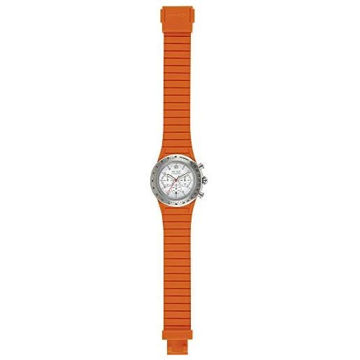 HIP HOP orologio unisex ad chrono 39mm quadrante bianco e cinturino in silicone, metallo arancione, movimento chrono quarzo