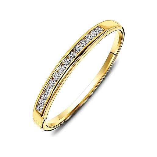 Miore anello eternity/anello veretta da donna in oro giallo 18 carati 750 con diamanti taglio brillanti da 0,10 ct