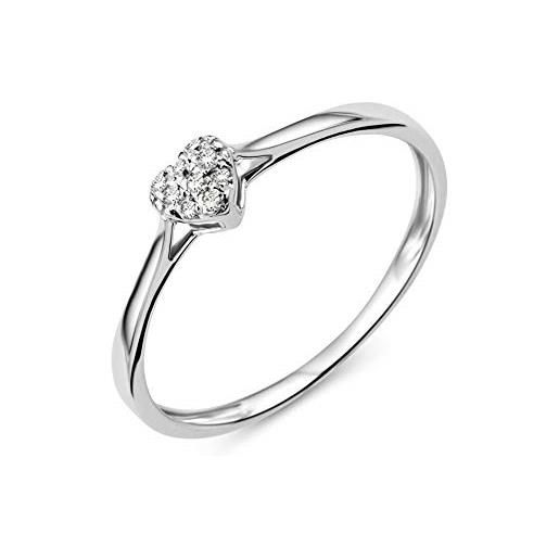 Miore - anello di fidanzamento da donna in oro bianco 9 carati/ 375 oro diamanti da 0,04 ct e oro bianco, 56 (17.8), cod. Msj9023r6
