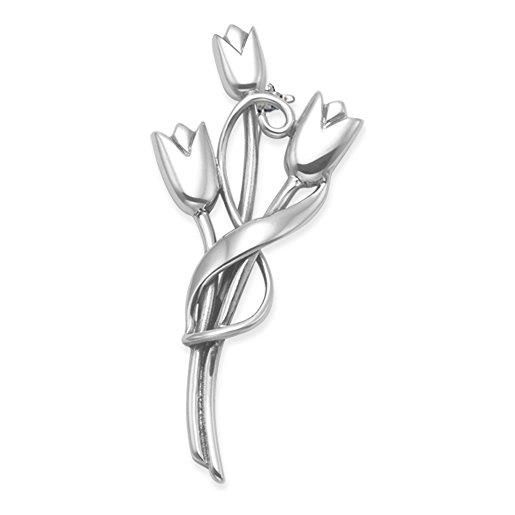 Heather Needham Silver spilla in argento rennie mackintosh con design a forma di tulipano, in confeziona regalo, dimensioni: 36 mm x 17 mm - 9107