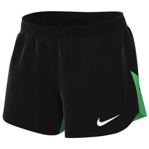 Nike w nk df acdpr short k pantaloni, nero/verde/bianco, l donna