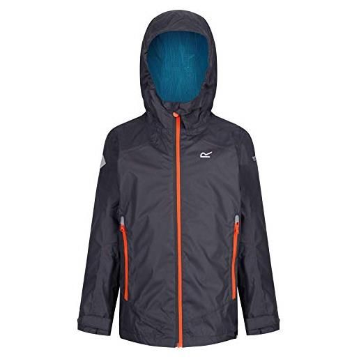 Regatta allcrest iv waterproof and breathable mesh lined adjustable hooded active, giacca bambino, seal grey, 3-4