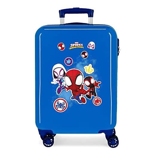Marvel spiderman go webs go valigia da cabina blu 38x55x20 cm abs rigido chiusura a combinazione laterale 34l 2 kg 4 doppie ruote bagaglio a mano