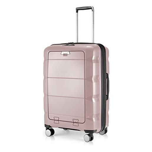 Hauptstadtkoffer - britz - bagaglio a mano con scomparto per laptop, valigetta da viaggio espandibile, tsa, 4 ruote, rosa antico, 66 cm + laptop, valigetta