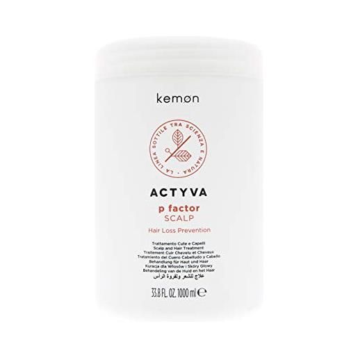 Kemon - actyva p factor scalp, trattamento per capelli rigenerante e lenitivo con olio di mandorle e aloe vera - 1000 ml