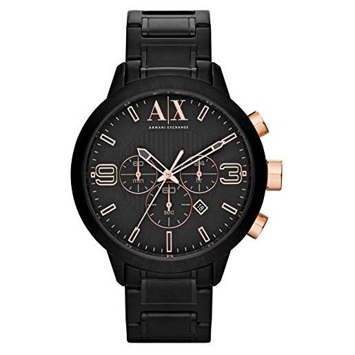 Emporio Armani armani exchange orologio da uomo, movimento cronografo al quarzo, cassa in acciaio inossidabile nero da 49 mm con bracciale in acciaio inossidabile, ax1350