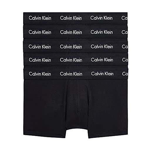 Calvin Klein boxer uomo confezione da 5 low rise trunks cotone elasticizzato, nero (black w black wb), m