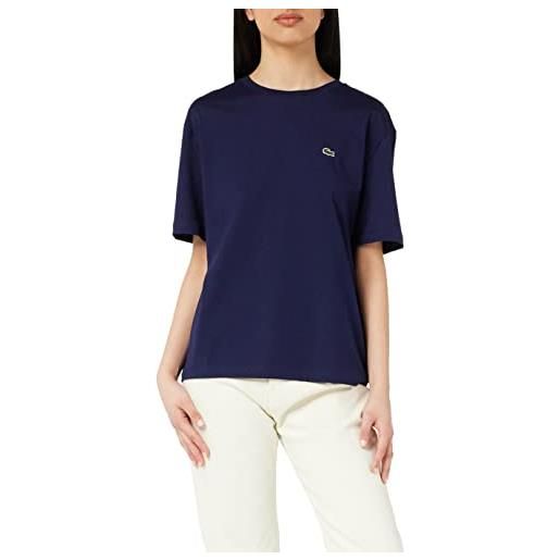 Lacoste donna tf5441 t-shirt not applicable, blu (marine 166), 40 (taglia produttore: 36)