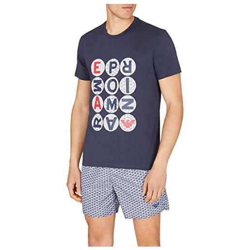 Emporio Armani maglietta da uomo micropattern crew neck t-shirt, bianco, m