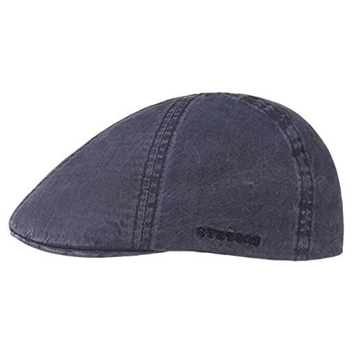 Stetson texas coppola in cotone uomo - berretto piatto cappello cotton cap con visiera primavera/estate - xl (60-61 cm) blu