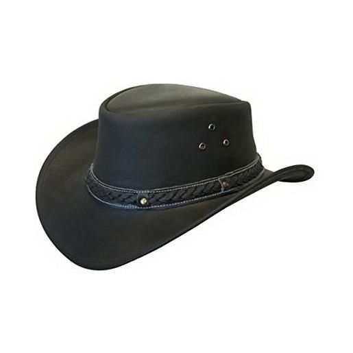 Infinity cappello nero safari in pelle occidentale unisex in stile cowboy australiano m