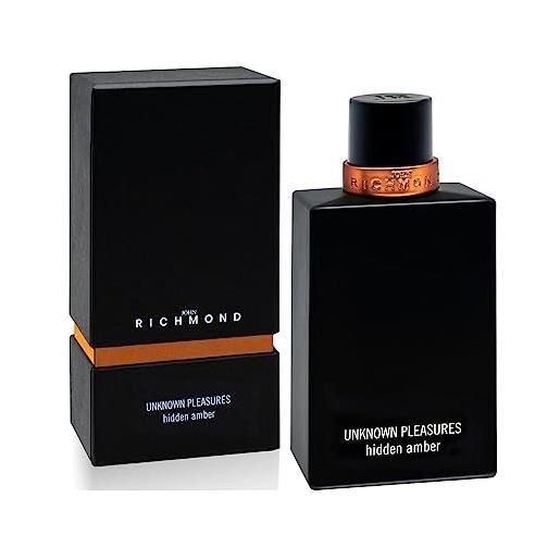 John Richmond unknown pleasures hidden amber eau di parfum - profumo unisex legnoso, ambrato, coinvolgente, muschiato e misterioso. Flacone da 100 ml