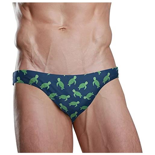 Dallonan slip da bagno da uomo bikini da spiaggia per uomo biancheria intima da bagno tartaruga mare verde bue small, multicolore, l