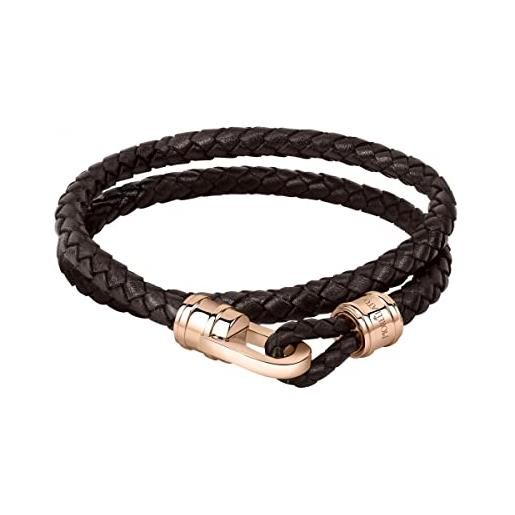 Morellato moody bracciale uomo in acciaio, pelle, ip oro rosa - sqh35