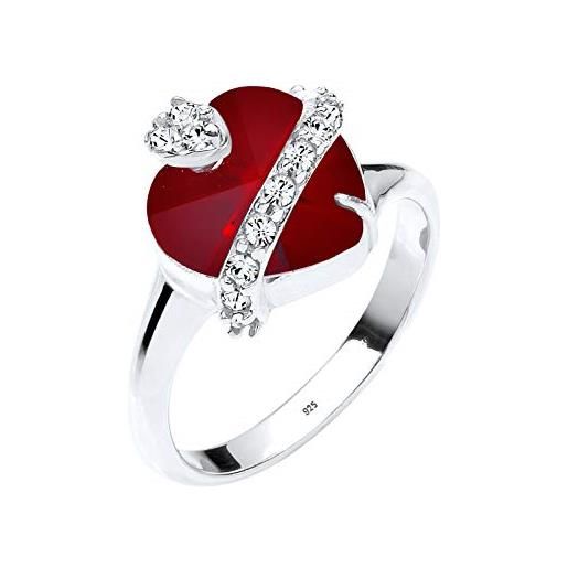 Elli anello da donna, cuore, argento con cristallo swarovski, misura 58 (18.5)
