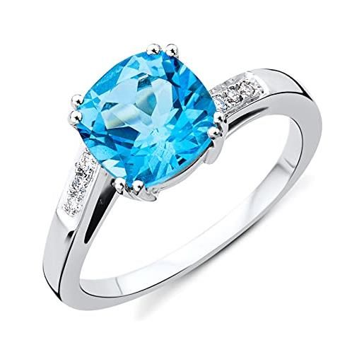 Miore anello di fidanzamento topazio e diamanti in oro bianco 9 kt 375 con brillanti 0.06 carati e topazio 2,5 carati (16)