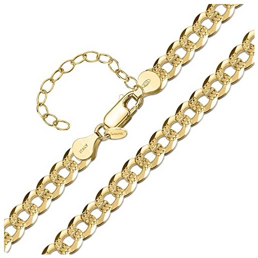 Amberta collana diamantata da donna in argento sterling 925: placcato oro 18k barbazzale 7.9 mm 41 cm