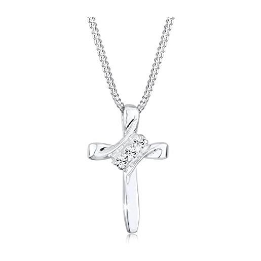 Elli collana donne croce religione con cristalli in argento sterlino 925