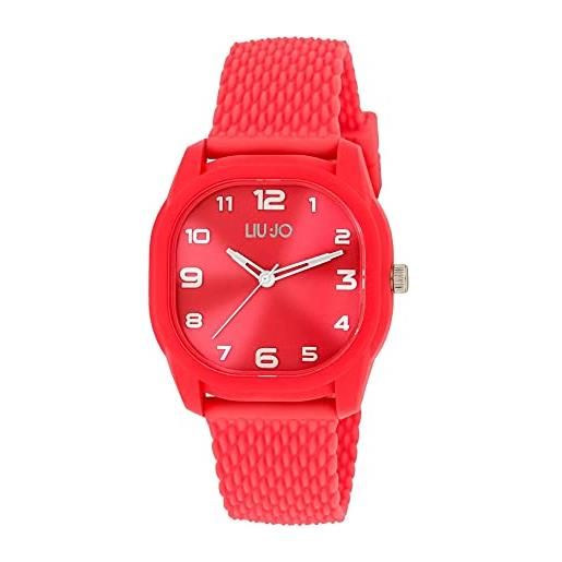 Liujo orologio uomo solo tempo cinturino silicone nero, cassa 40mm, water resistant 5atm (rosso)