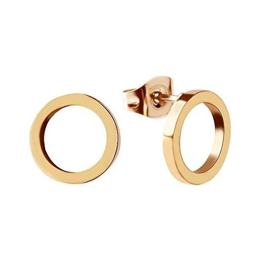 GD GOOD.designs EST. 2015 cerchio orecchini a perno per le signore (acciaio inox) piccoli orecchini rotondi (oro)
