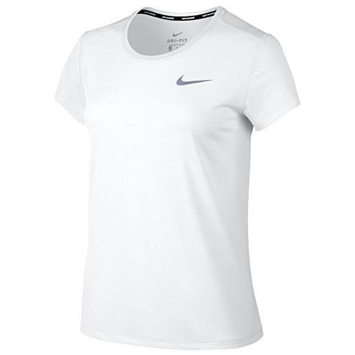 Nike w nk brthe rapid ss - maglietta a maniche corte da donna, donna, maglietta a maniche corte, 840173-100, bianco/bianco, xs