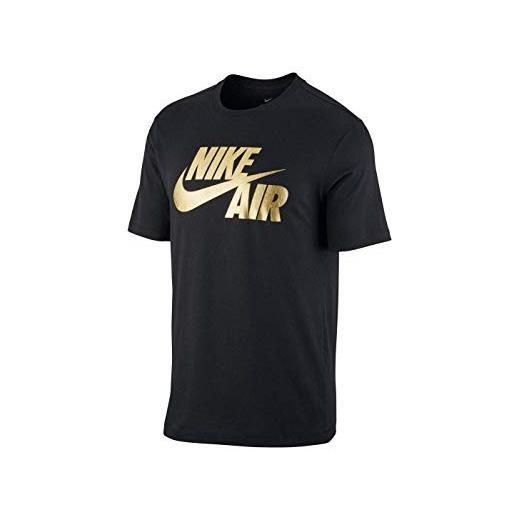 Nike m nsw ss tee preheat air, t-shirt unisex-adulto, black/gold foil, s