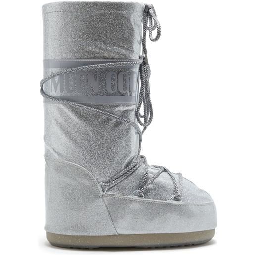 Moon Boot stivali da neve icon glitter - argento