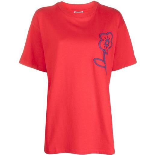 Kenzo t-shirt con ricamo a fiori - rosso