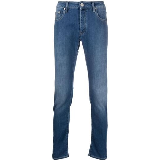 Moorer jeans affusolati a vita media - blu
