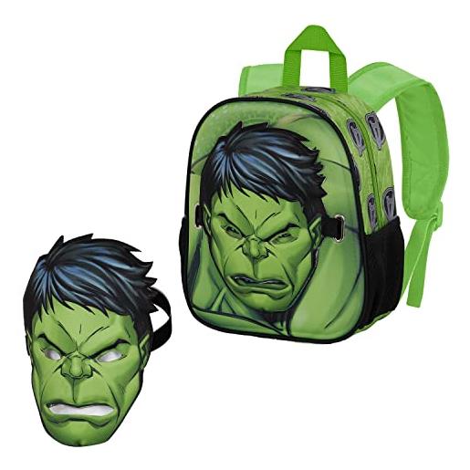 Marvel hulk green strength-zaino maschera, verde, 24 x 27 cm, capacità 6 l
