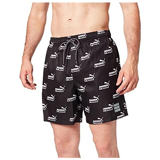 PUMA swim men's no. 1 logo all-over-print mid shorts trunks, nero/bianco, l uomo