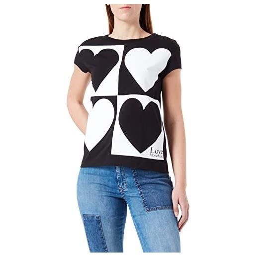 Love Moschino boxy fit-maglietta a maniche corte t-shirt, nero, 50 donna