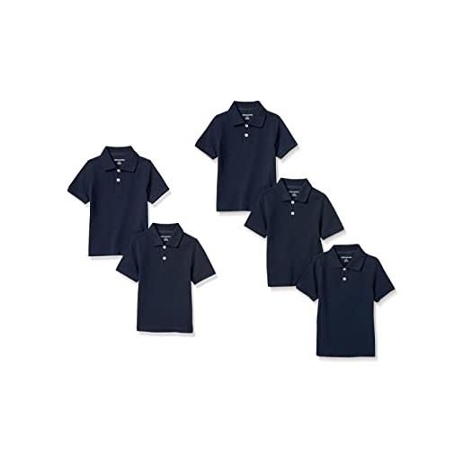 Amazon Essentials polo in filato piqué a maniche corte in stile uniforme bambini e ragazzi, pacco da 5, blu marino, 3 anni
