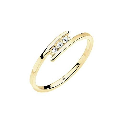 DIAMORE elli diamonds anello donne di fidanzamento trio con diamante (0,04 ct. ) in oro giallo 375
